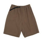 Brown shorts with a black belt on a white background