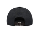 Black linen baseball cap on a white background, back view