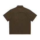 Brown short-sleeve shirt on a white background, back view