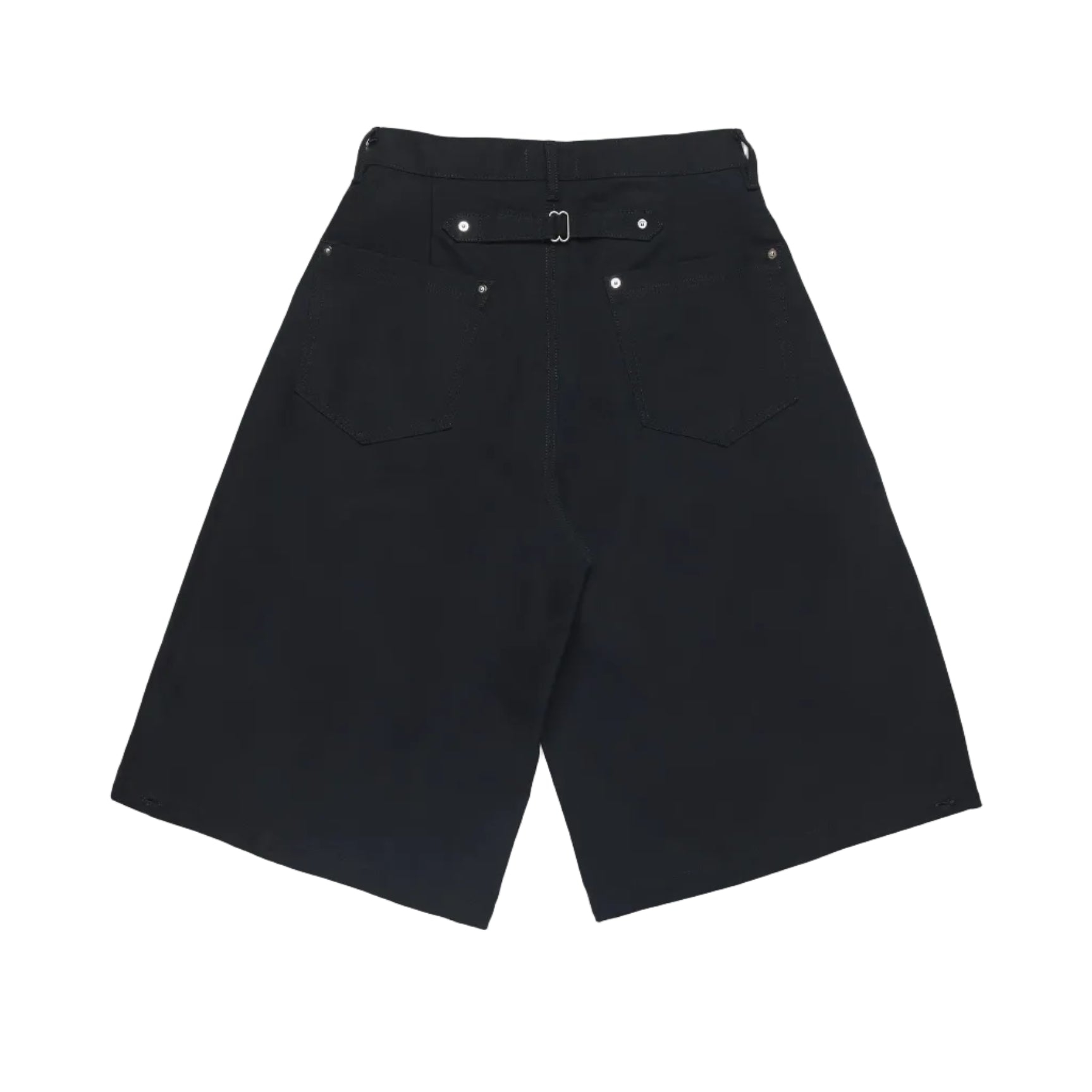 Black shorts with a belt on a light gray background