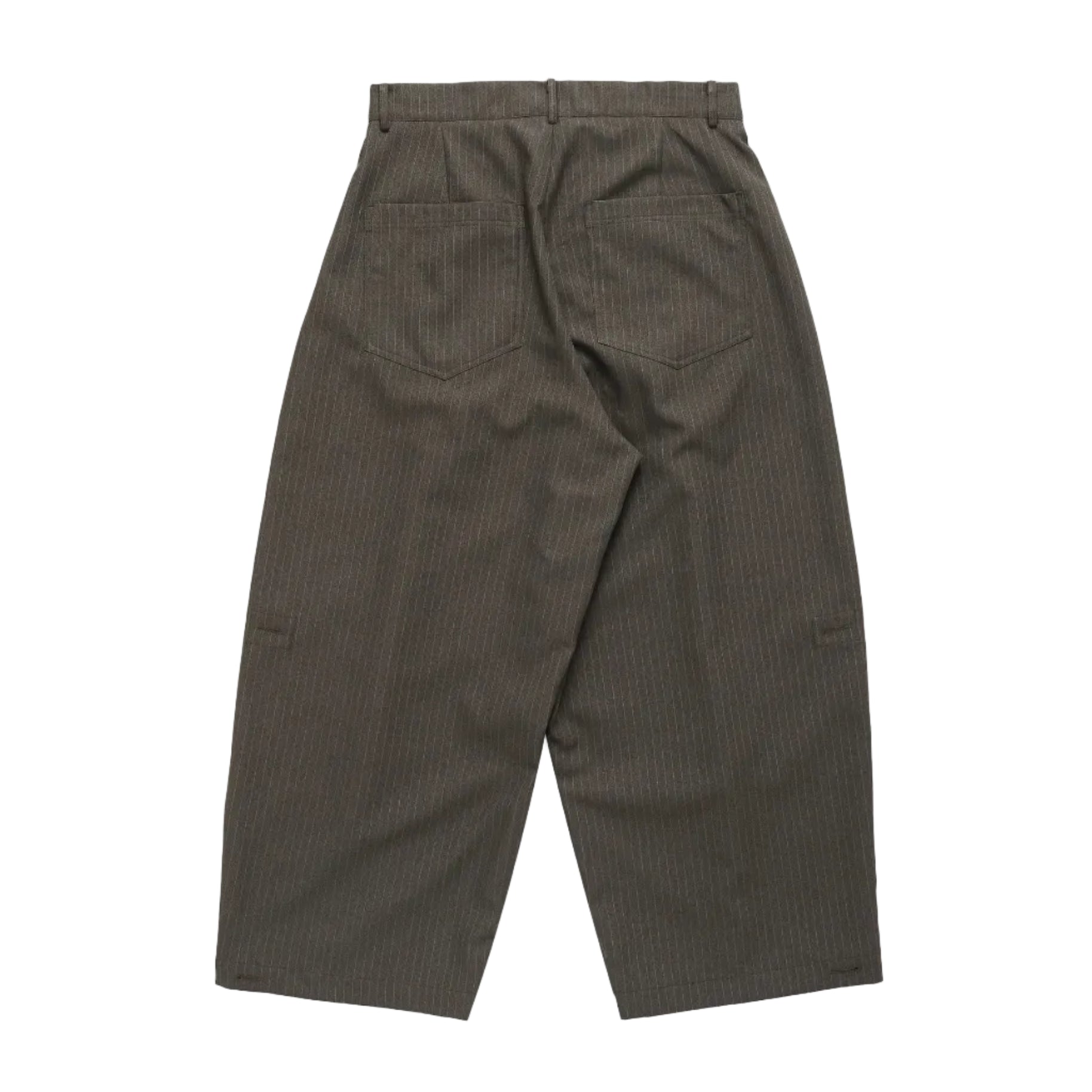 Dark gray pinstripe pants on a white background