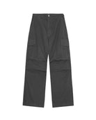 Dark gray cargo pants on a white background