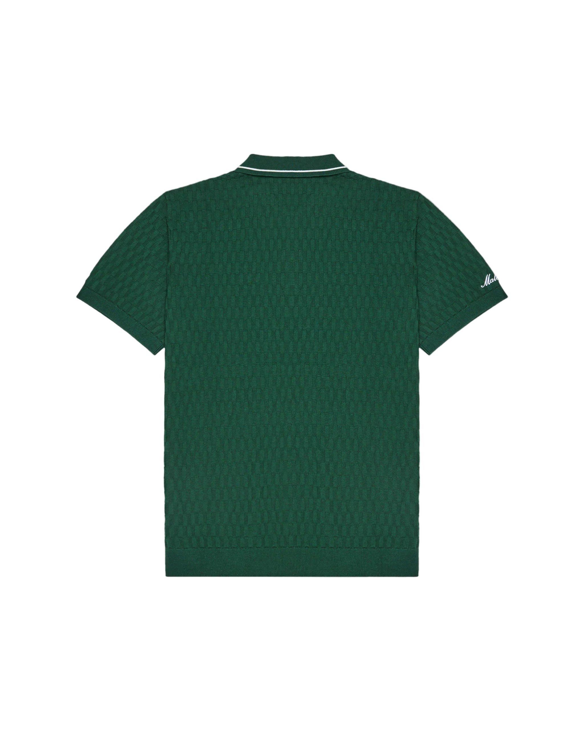 Green polo on a white background