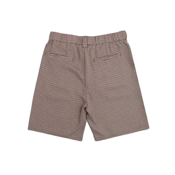 Brown checkered shorts on a white background