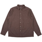 Brown button-up shirt on a white background