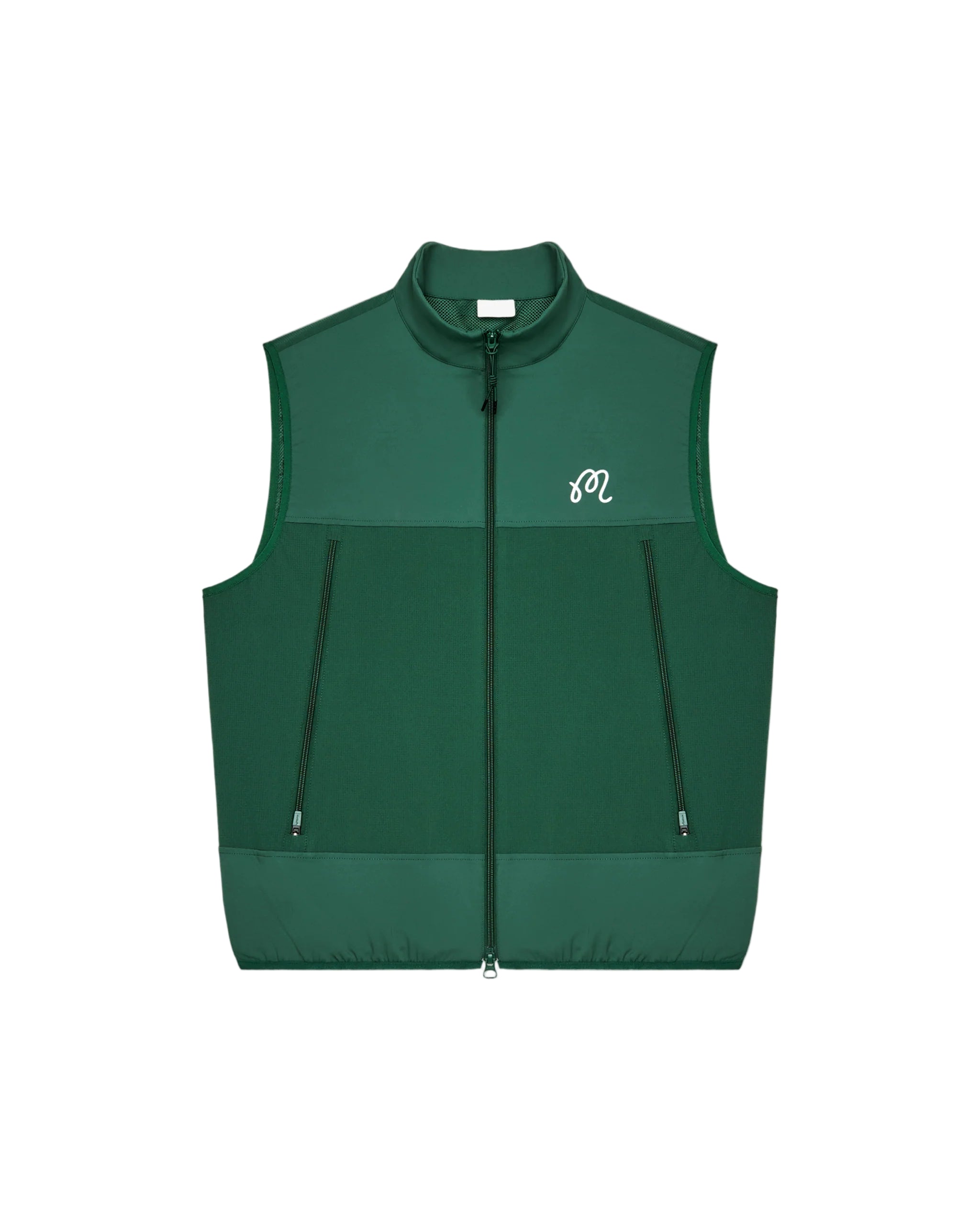 Green vest with a logo on a white background