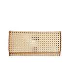 Woven clutch bag on a white background