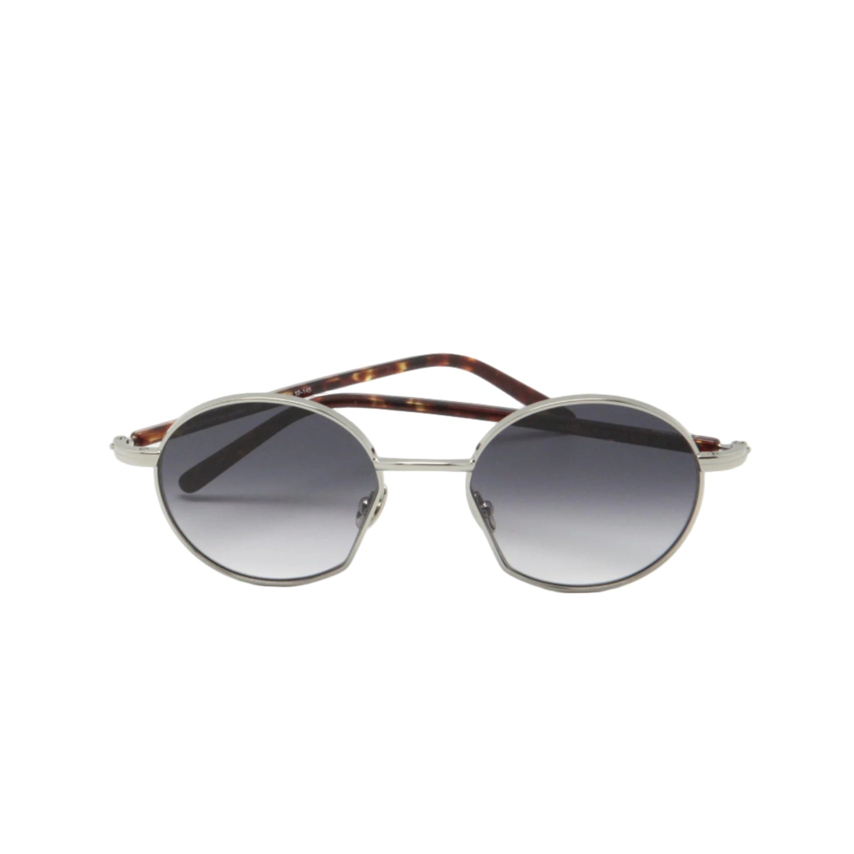 Sunglasses with tortoiseshell frame and gradient lenses on a white background