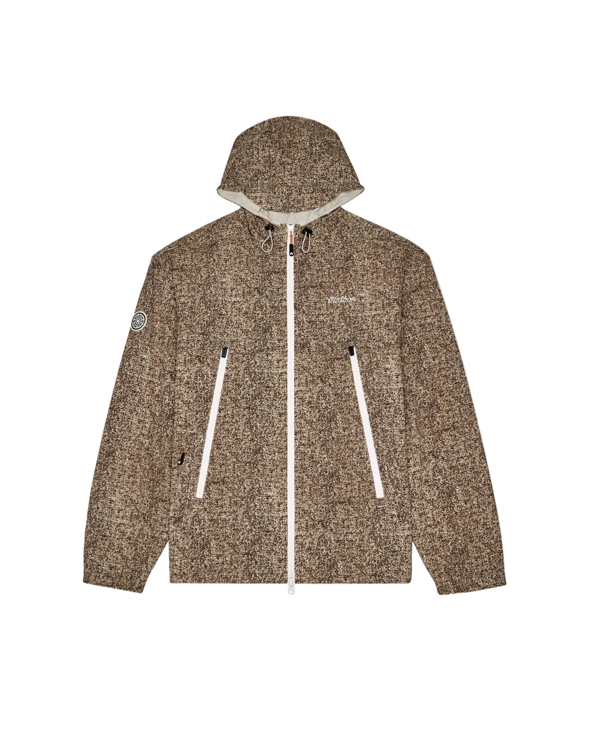 Brown jacket with a hood on a white background