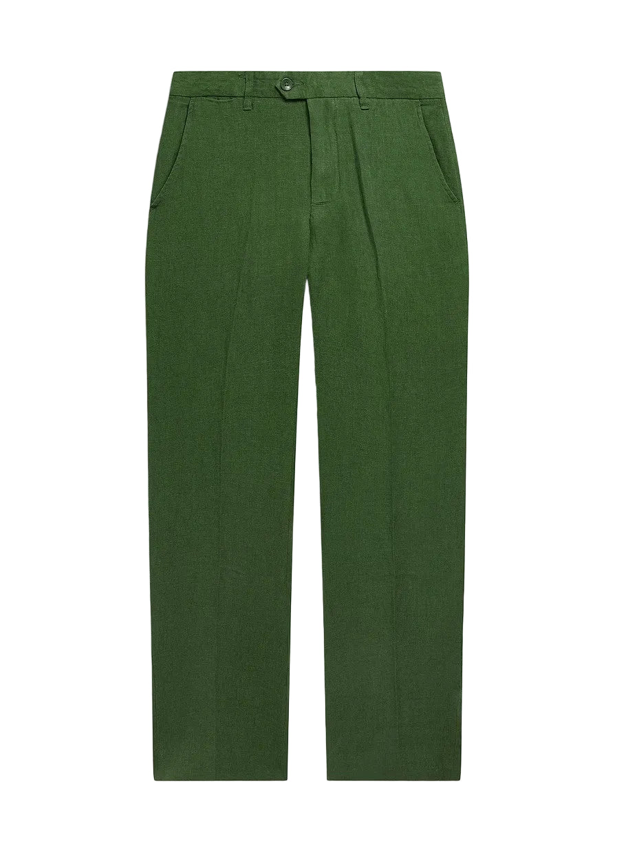 Green pleated pants on a white background