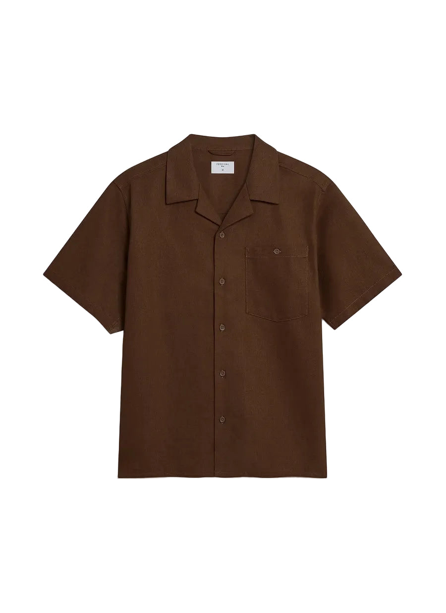Brown short-sleeve shirt on a white background