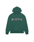 Green hoodie with 'MALBON' text on a white background