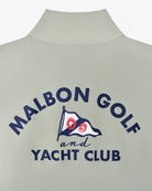 Light gray polo shirt with 'Malbon Golf and Yacht Club' text and logo on a white background