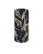 Camouflage-patterned cylindrical driver cover on a white background