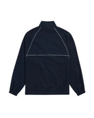 Navy blue zip track jacketon a white background