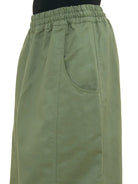 NICHOLAS DALEY Wide Leg Trousers in olive green with elastic waistband and side pocket detail