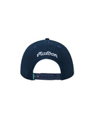 Navy blue cap with 'Malbon' branding on a white background