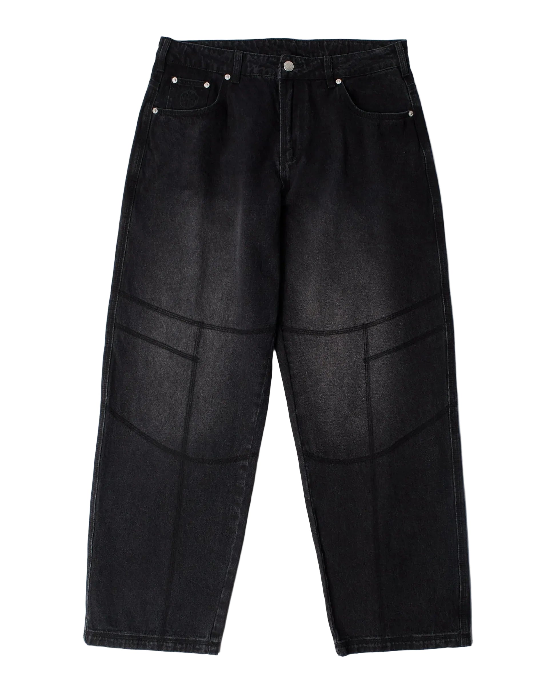 Moto Stitched Pants in Black by By Parra – front view