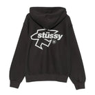 Black hoodie with Stussy logo on the back against a white background