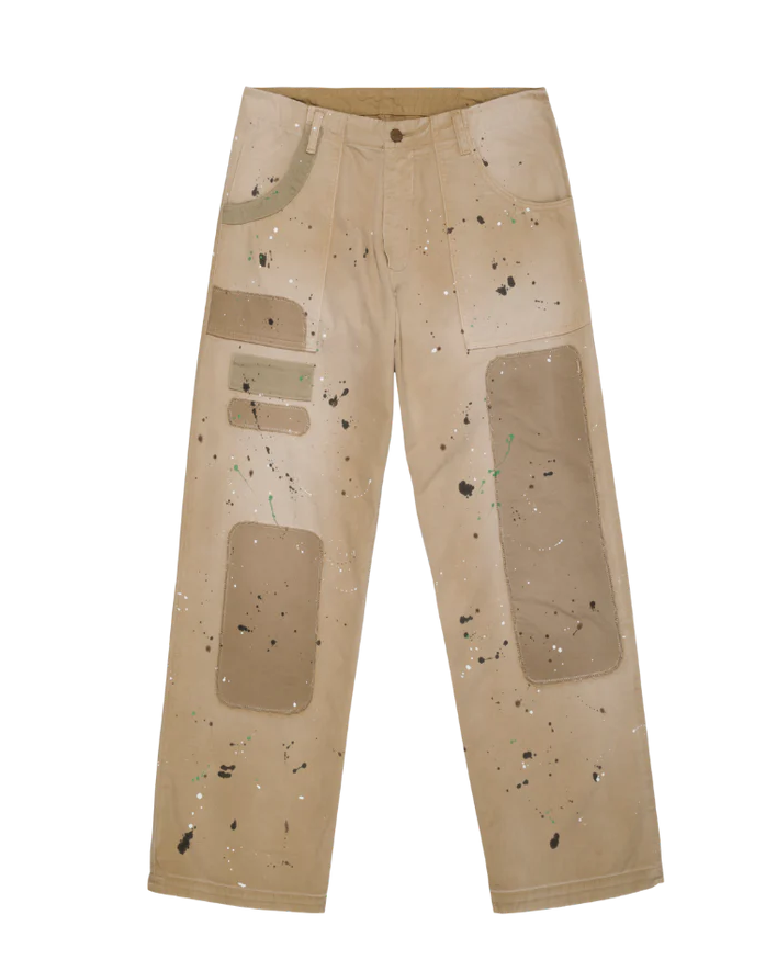 Twill Painted Patchwork Chinos Men Pants VINTAGE HEAVY