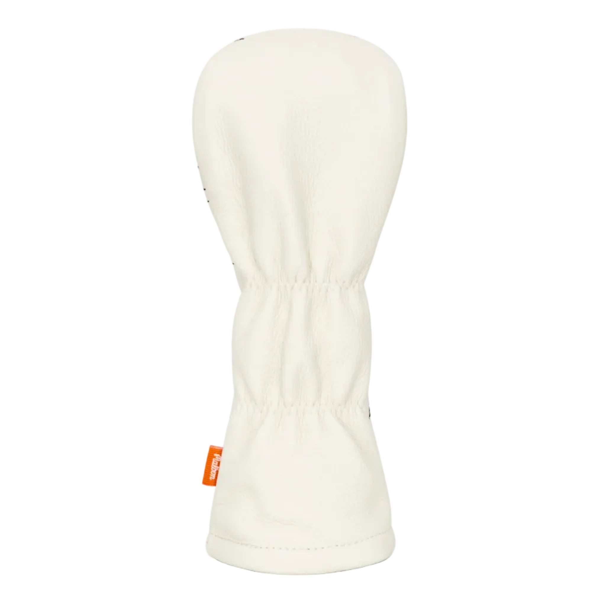 White golf club head cover on a white background