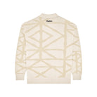 Beige sweater with geometric pattern on a white background
