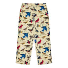 Pants with bird pattern on a white background