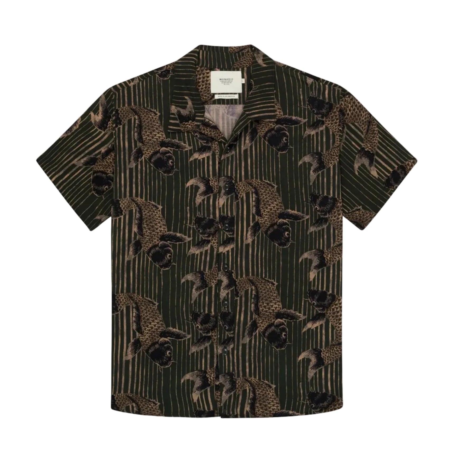 Black patterned shirt on a white background
