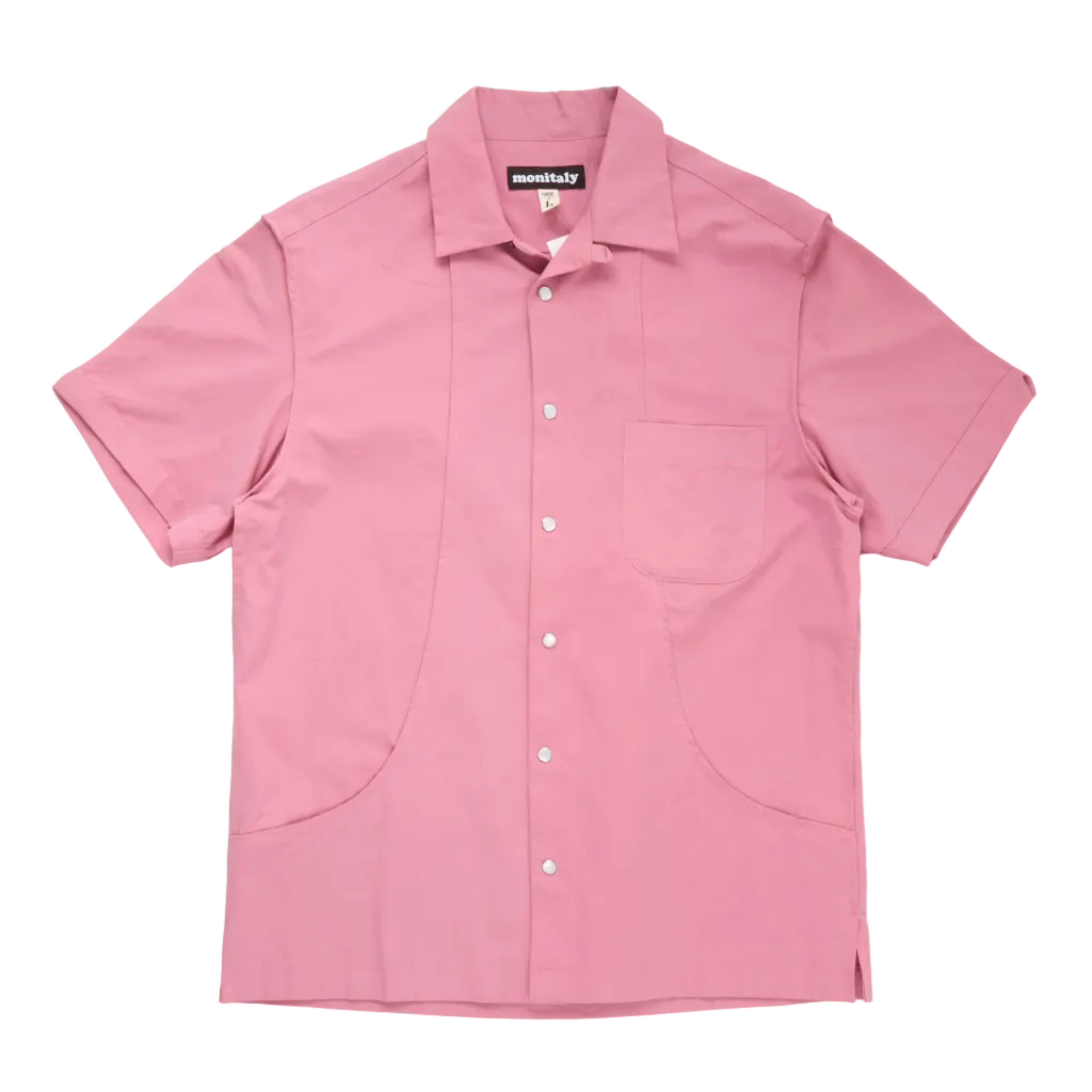Pink short-sleeve shirt on a white background