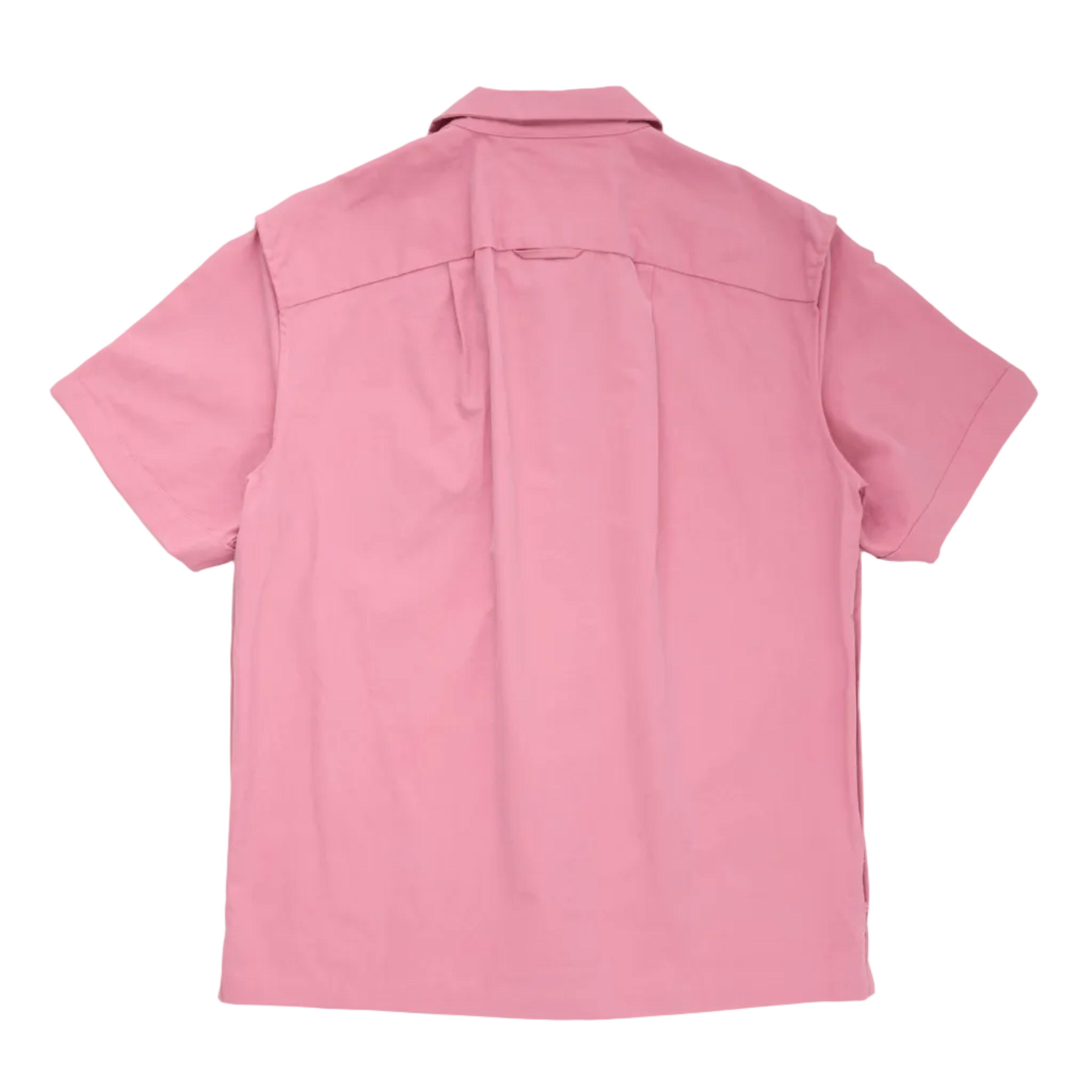 Pink short-sleeve shirt on a white background