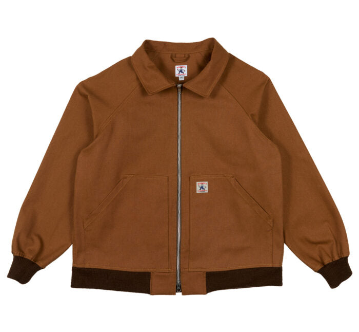 Brown jacket with a collar on a white background