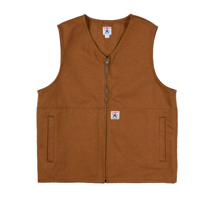 Brown vest with a zipper on a white background