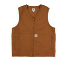 Brown vest with a zipper on a white background