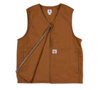 Brown vest with a zipper on a white background