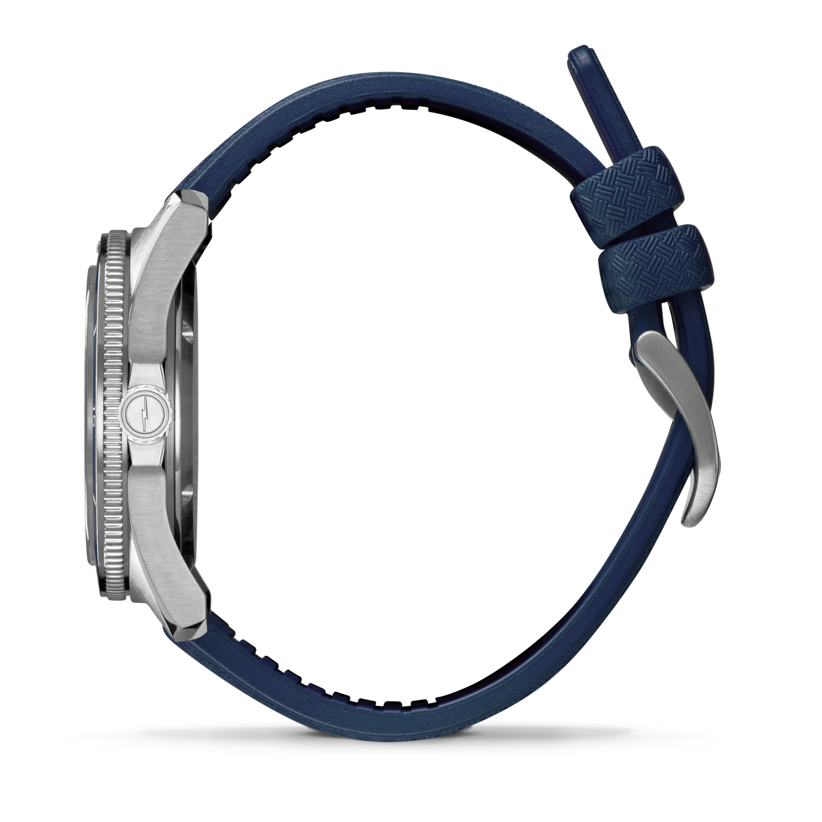 Watch with a blue strap on a white background