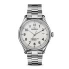 Silver analog watch on a white background
