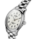 Silver analog watch on a white background