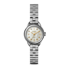 Silver Shinola watch on a white background
