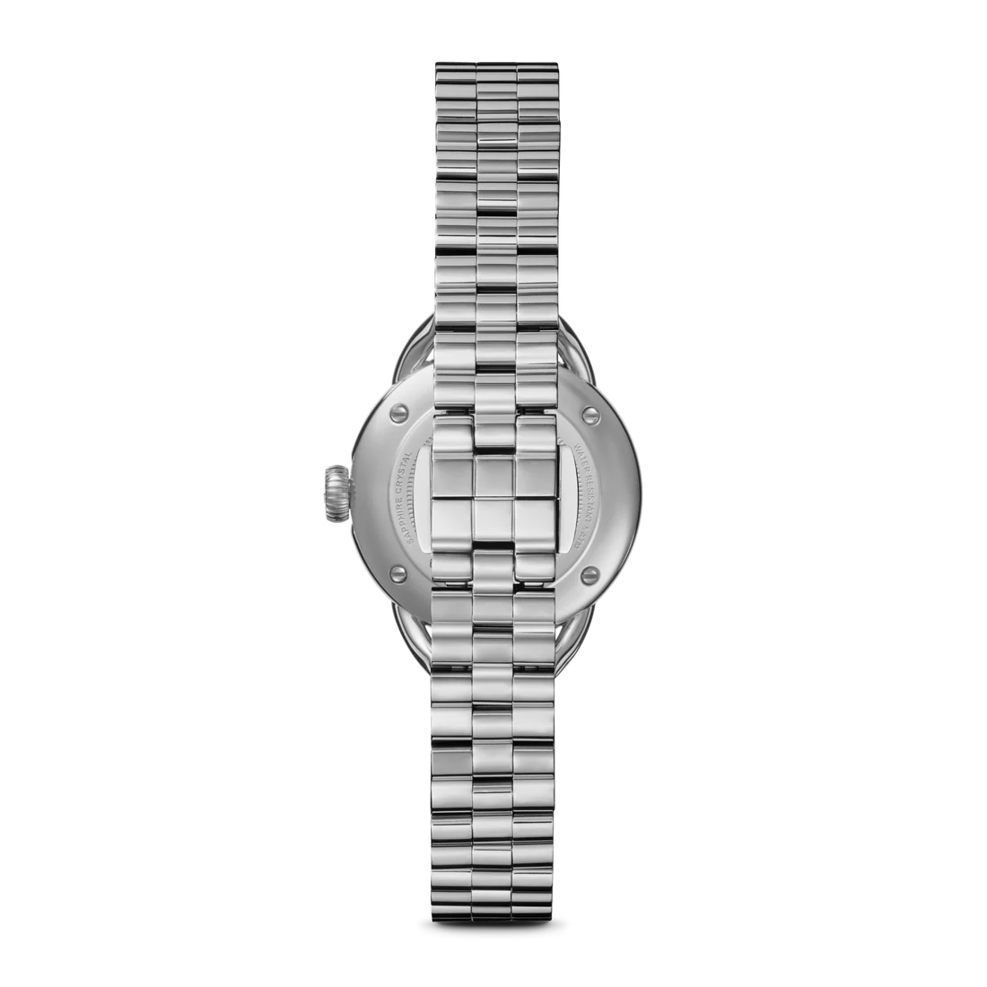 Silver watch with a metal bracelet on a white background