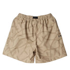 Beige shorts with a subtle pattern on a white background