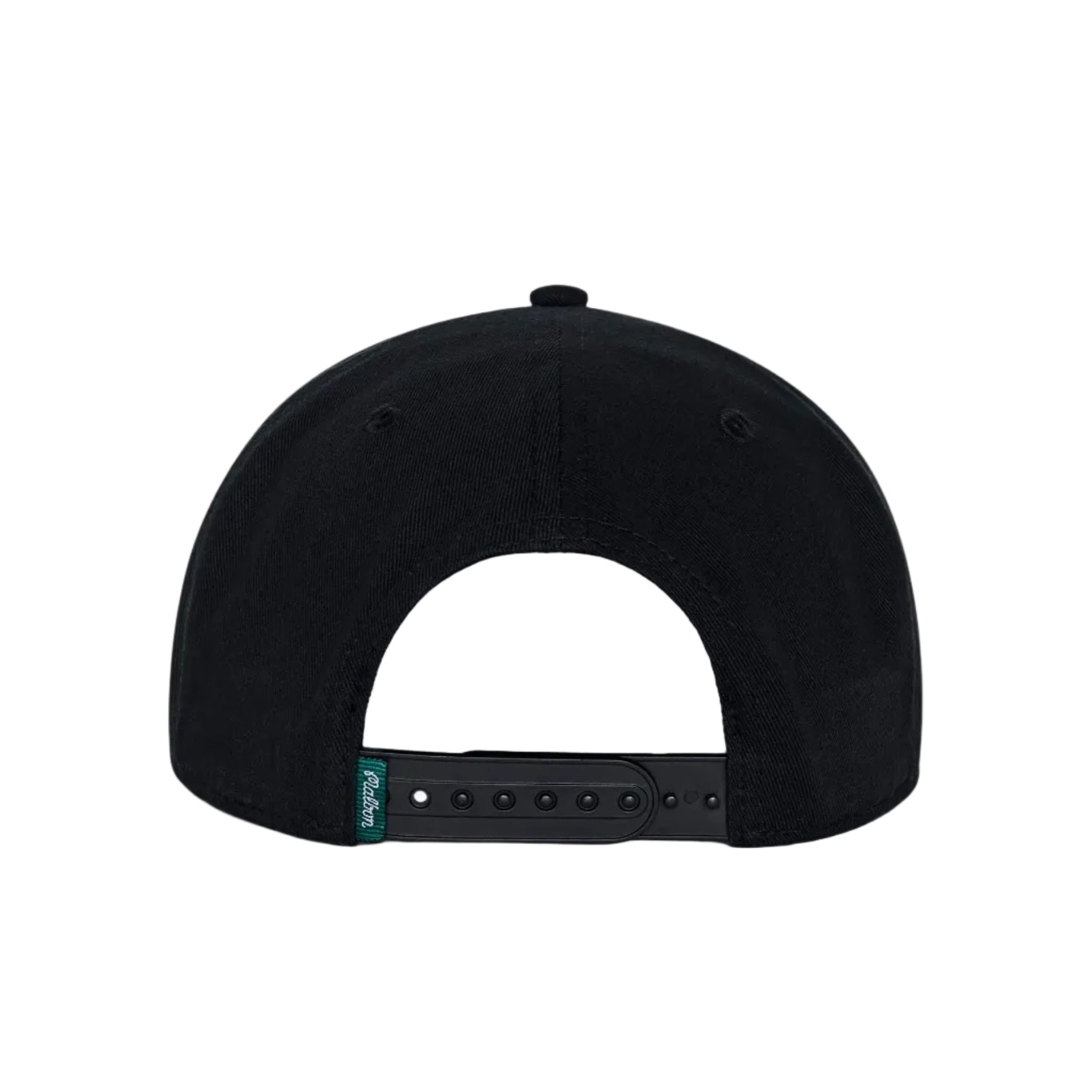 Black cap with a white interior on a light gray background