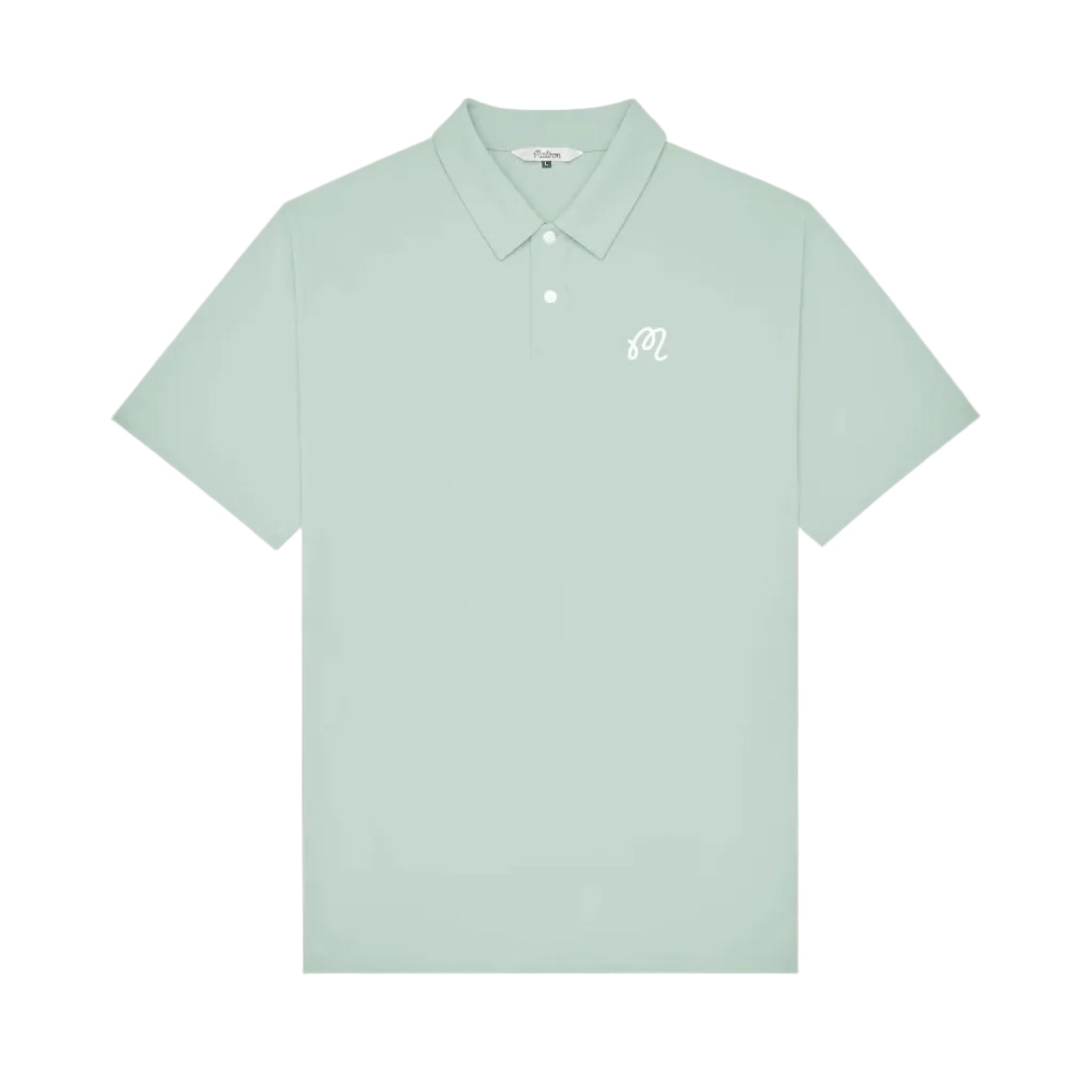 Light green polo shirt with a small logo on a white background