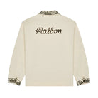 White jacket with black embroidery on a white background
