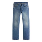 Pair of blue jeans on a white background