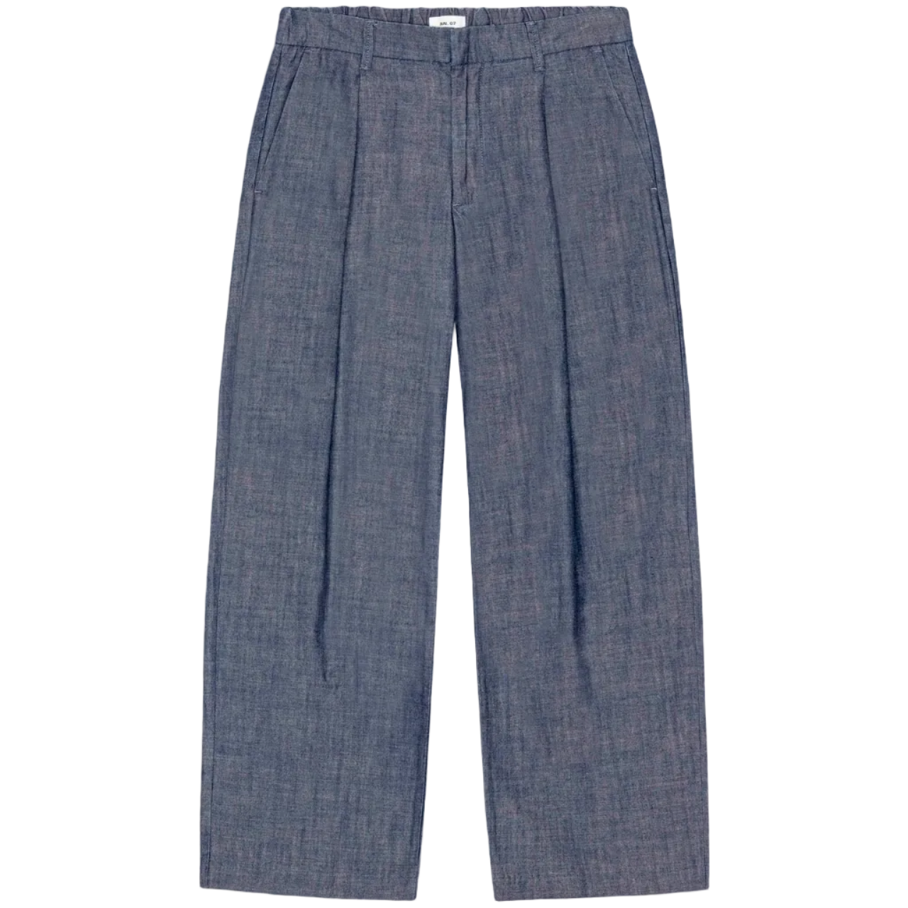 Blue denim pants on a white background