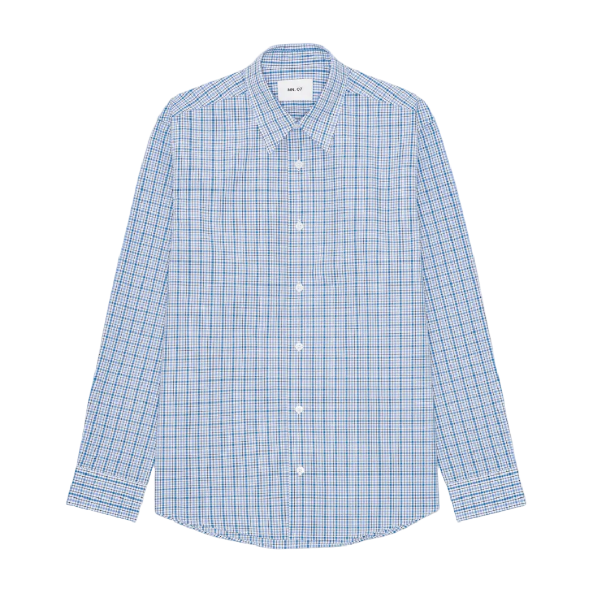 Blue checkered shirt on a white background