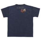 A navy blue short-sleeve t-shirt shown from the back, featuring a small graphic print on the upper right shoulder with the text 'ST. DENIS PORT TRAINING ACADEMY' and an illustration of a mermaid.
