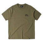 An olive green short-sleeve t-shirt with black text on the left chest reading 'I WAS GONNA ASK YOU' and a black brand label inside the collar, displayed flat against a white background.