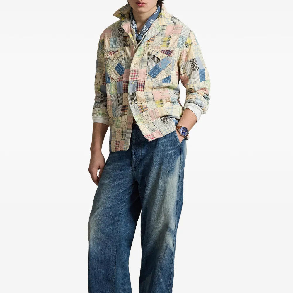 POLO RALPH LAUREN Country Folk Shirt in patchwork pattern - front view on model