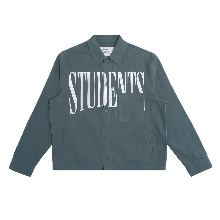 Green jacket with 'STUDENTS' text on a white background